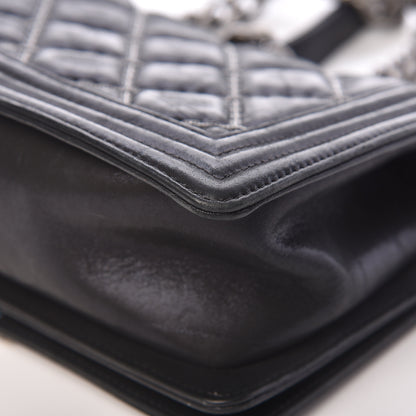 Chanel Iridescent Calfskin Embellished Double Stitch Medium Boy Flap Black 12 of 14