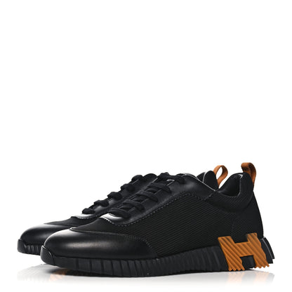 Hermes Technical Canvas Suede Goatskin Bouncing Sneakers 42 Black Miel 3 of 10