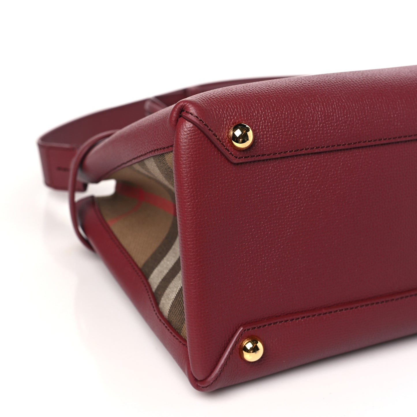 Grainy Calfskin House Check Medium Banner Tote Mahogany Red