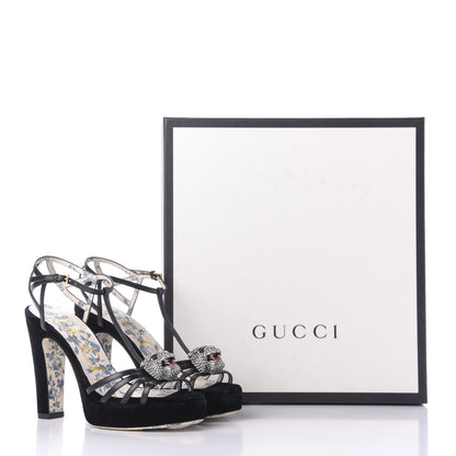 Gucci Velvet Malaga Kid Elias T-Strap Platform High Heel Sandals 35.5 Black 12 of 12