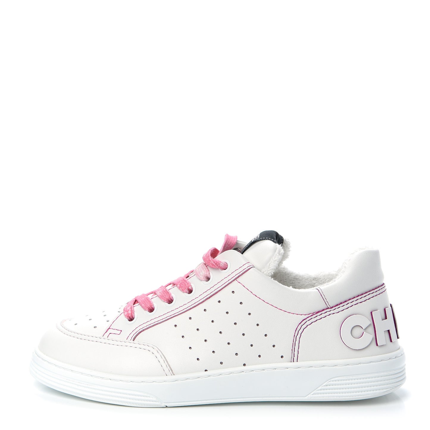 Calfskin Womens Logo Sneakers 38.5 Pink White