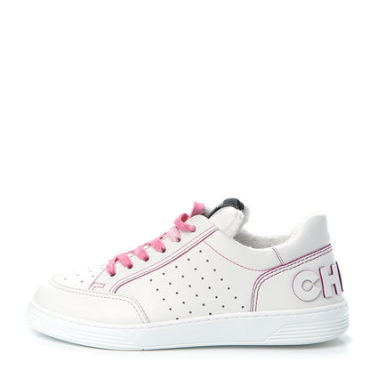 Chanel Calfskin Womens Logo Sneakers 38.5 Pink White 1 of 11