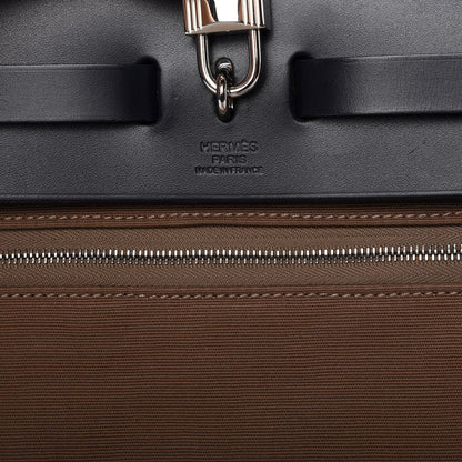Hermes Vache Hunter Toile Herbag Zip 31 PM Etoupe Bleu Indigo 9 of 10