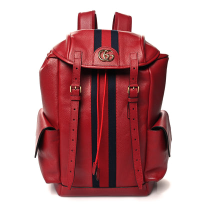 Gucci Grained Calfskin Medium Ophidia Double Buckle Backpack Red 1 of 10