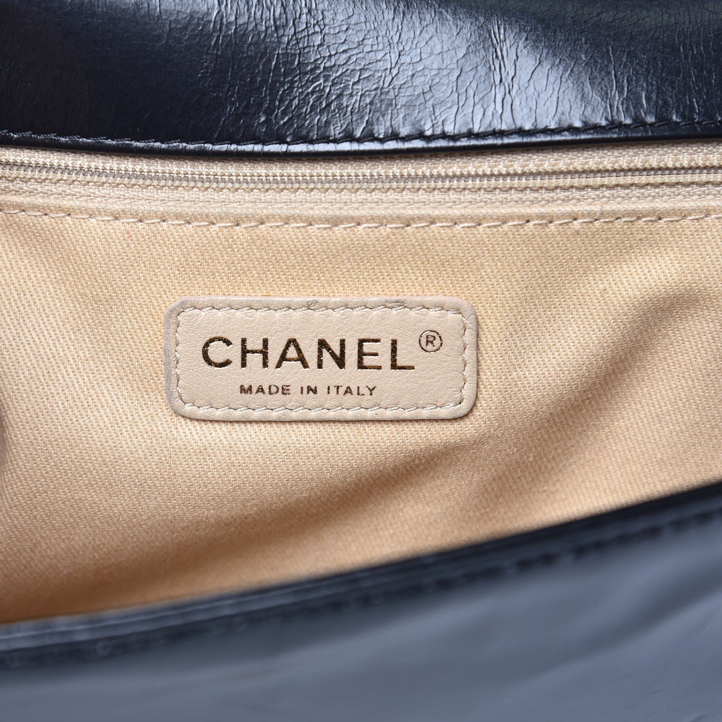 Glazed Calfskin Quilted Large Boy Flap Black