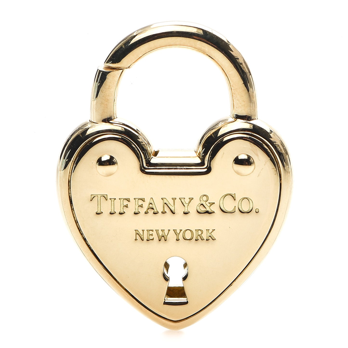 18K Yellow Gold Lock Heart Charm Pendant