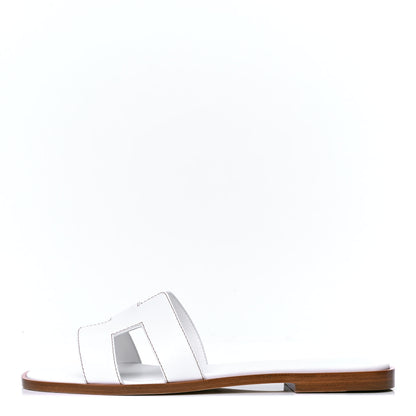 Hermes Box Calfskin Oran Sandals 38.5 White 1 of 4