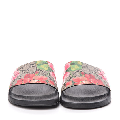 Gucci GG Supreme Monogram Blooms Slide Sandals 39 Beige Multicolor 2 of 10