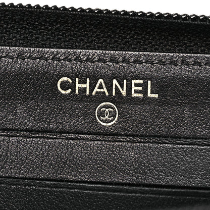 Chanel Lambskin Quilted Small Boy Zip Around Wallet Black 7 of 10