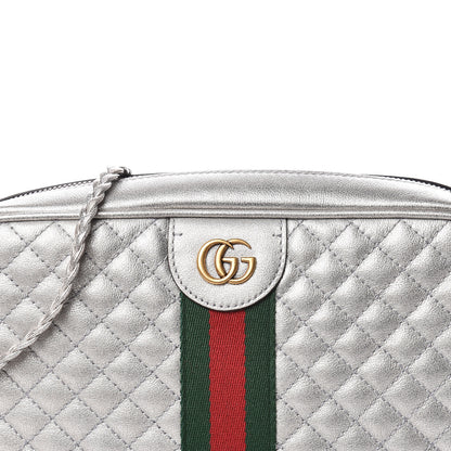 Gucci Laminated Nappa Web Trapuntata Small GG Shoulder Bag Argento 10 of 10