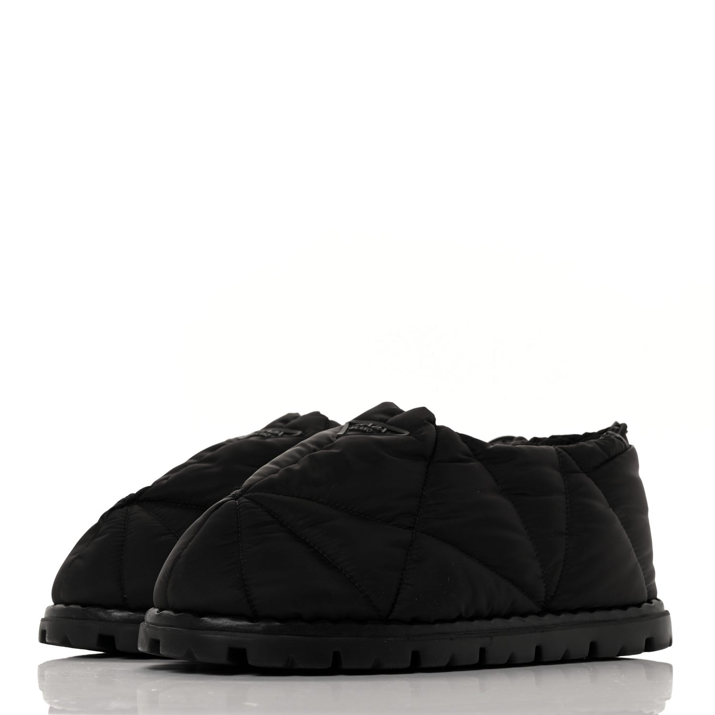 Re-Nylon Piuma Triangle Logo Padded Mens Cinched Slip On Shoes 8 Black