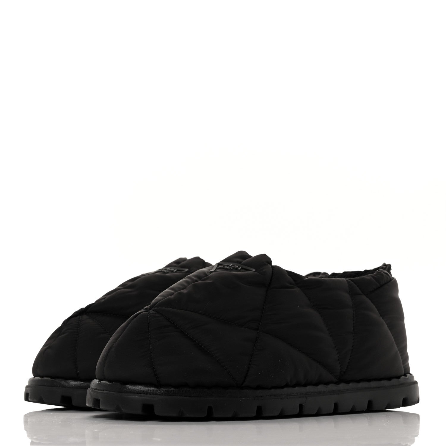 Prada Re-Nylon Piuma Triangle Logo Padded Mens Cinched Slip On Shoes 8 Black 3 of 7
