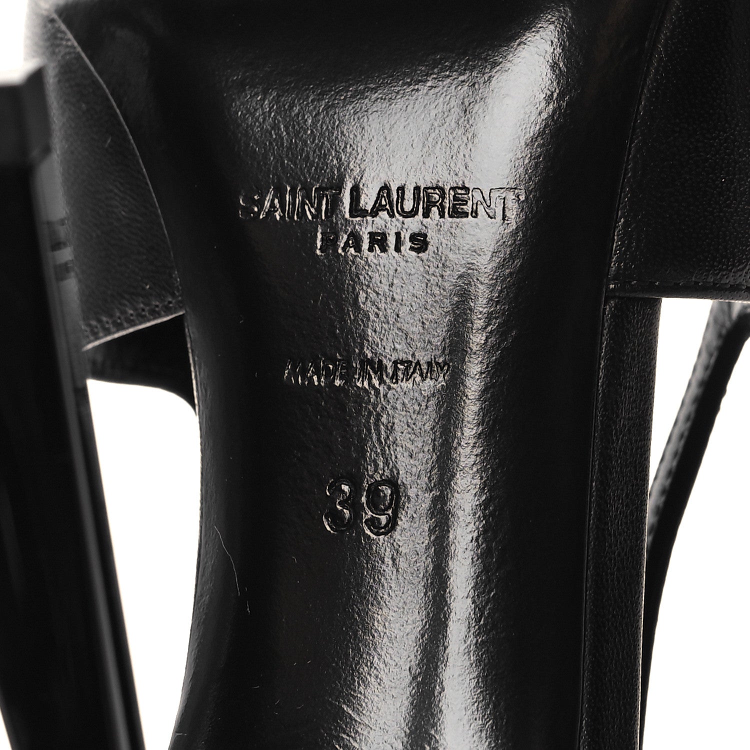 Saint Laurent Calfskin Metallic Toe Slingback Strap Heels 39 Black 7 of 9