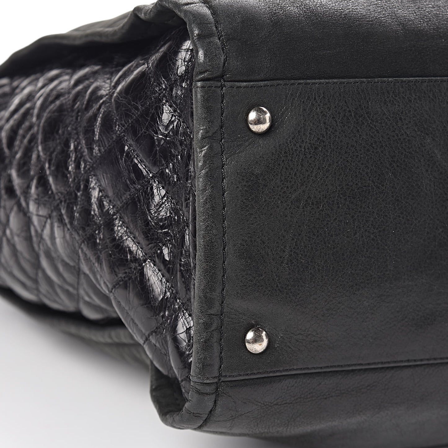 Iridescent Calfskin In the Mix Tote Black