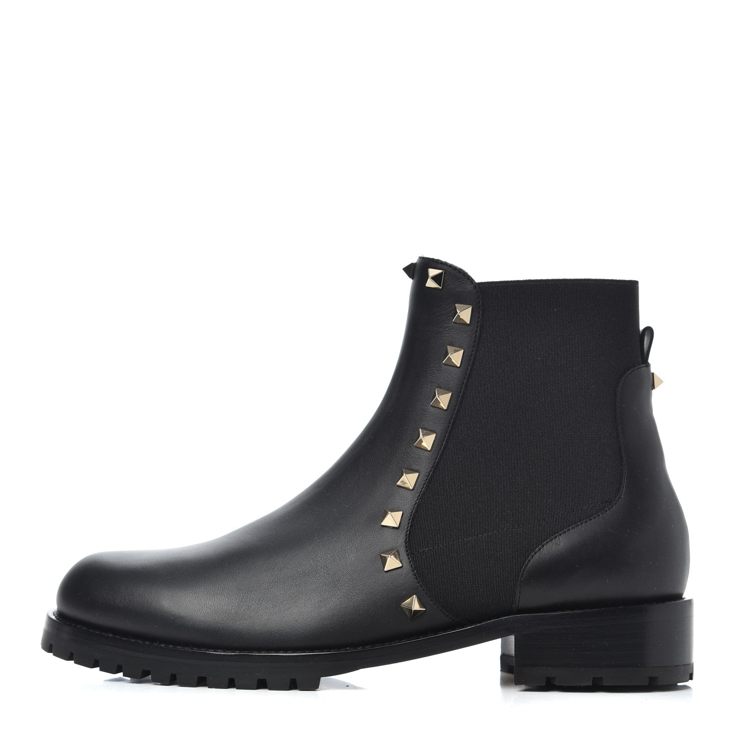 Valentino Garavani Calfskin Rockstud Beatle Chelsea 20mm Ankle Boots 39 Black 1 of 9