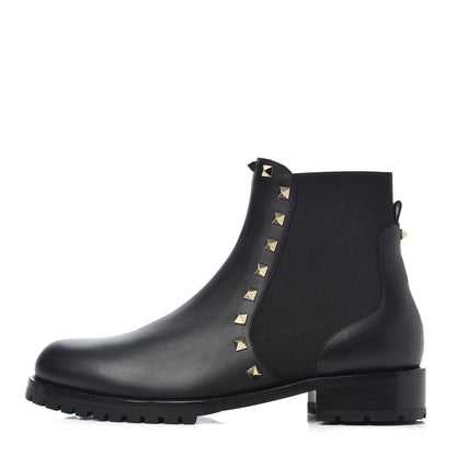 Valentino Garavani Calfskin Rockstud Beatle Chelsea 20mm Ankle Boots 39 Black 1 of 9