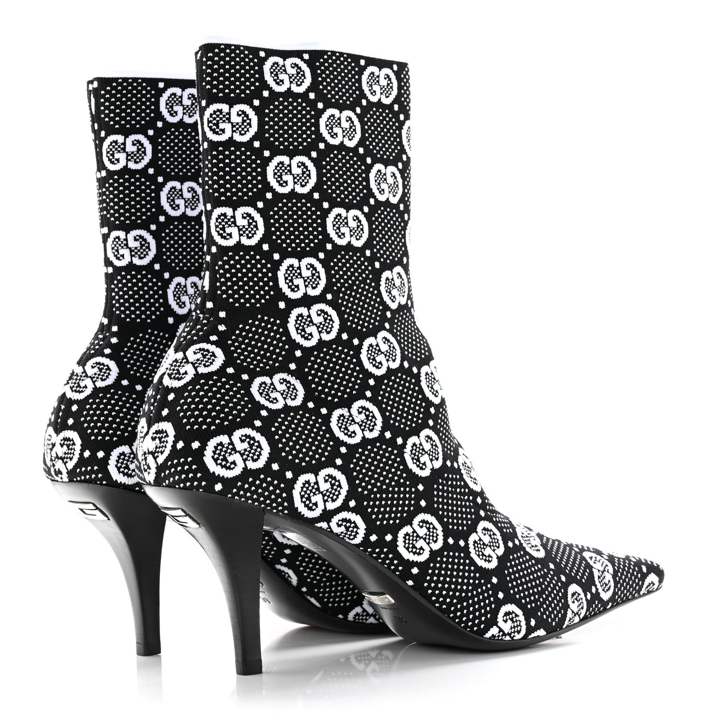 Technical Jersey Knit GG Monogram Square G 75mm Ankle Boots 39 Black Great White