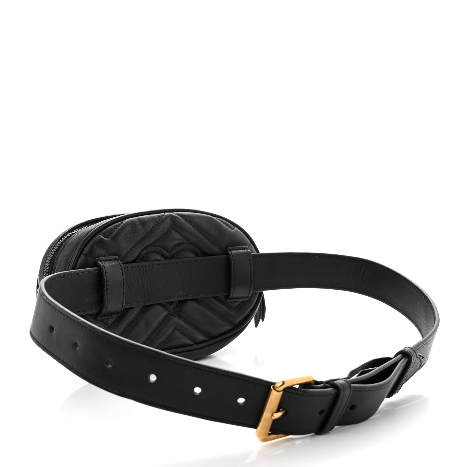 Gucci Calfskin Matelasse GG Marmont Belt Bag 75 30 75/30 Black 3 of 15