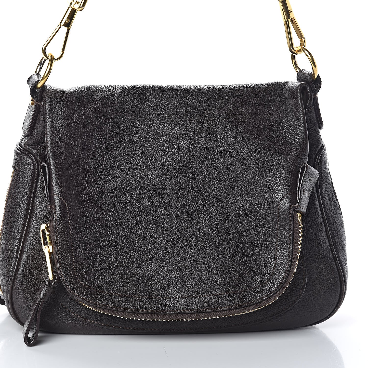 Tom Ford Grained Calfskin Medium Jennifer Dark Brown 8 of 10