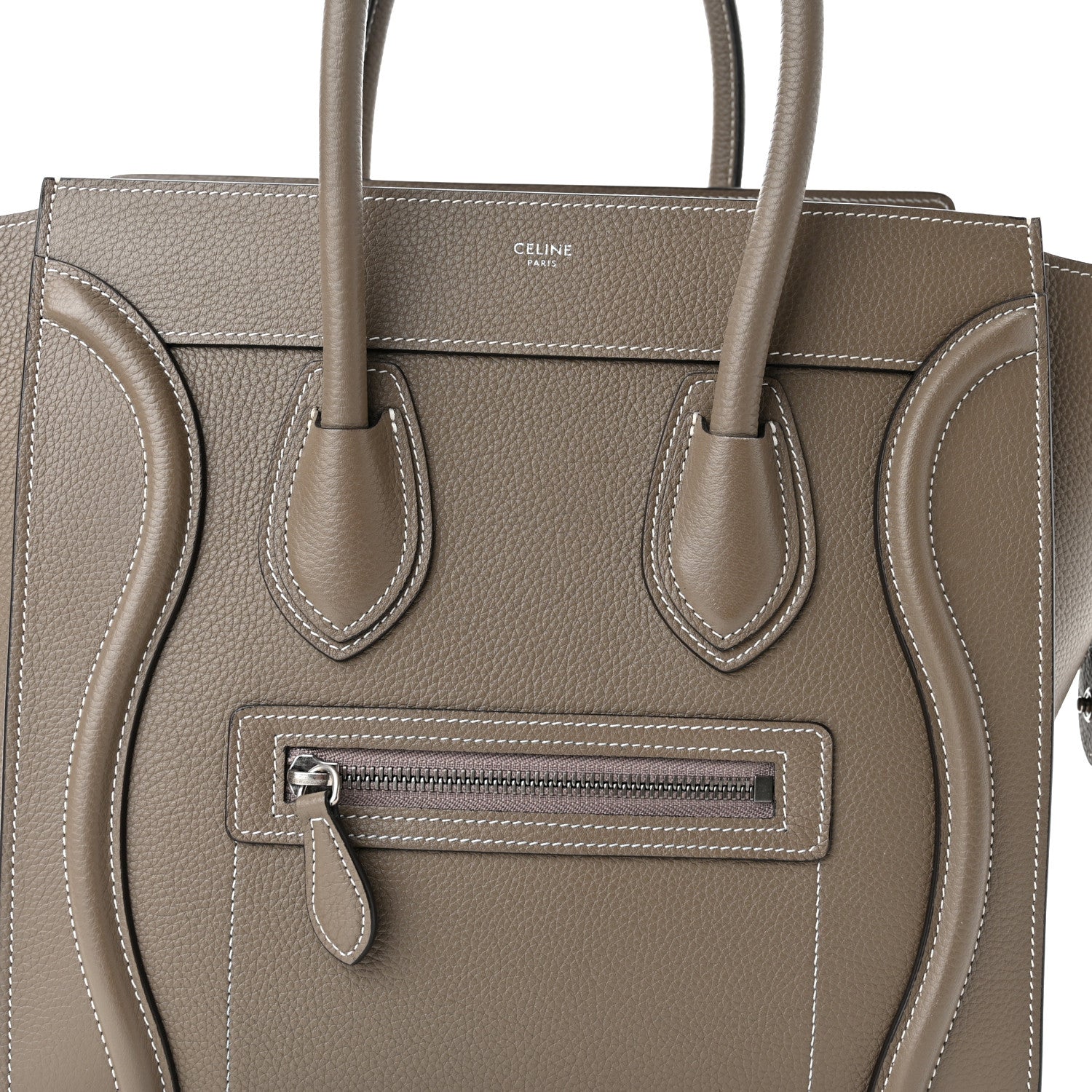 Celine Drummed Calfskin Micro Luggage Souris 9 of 11