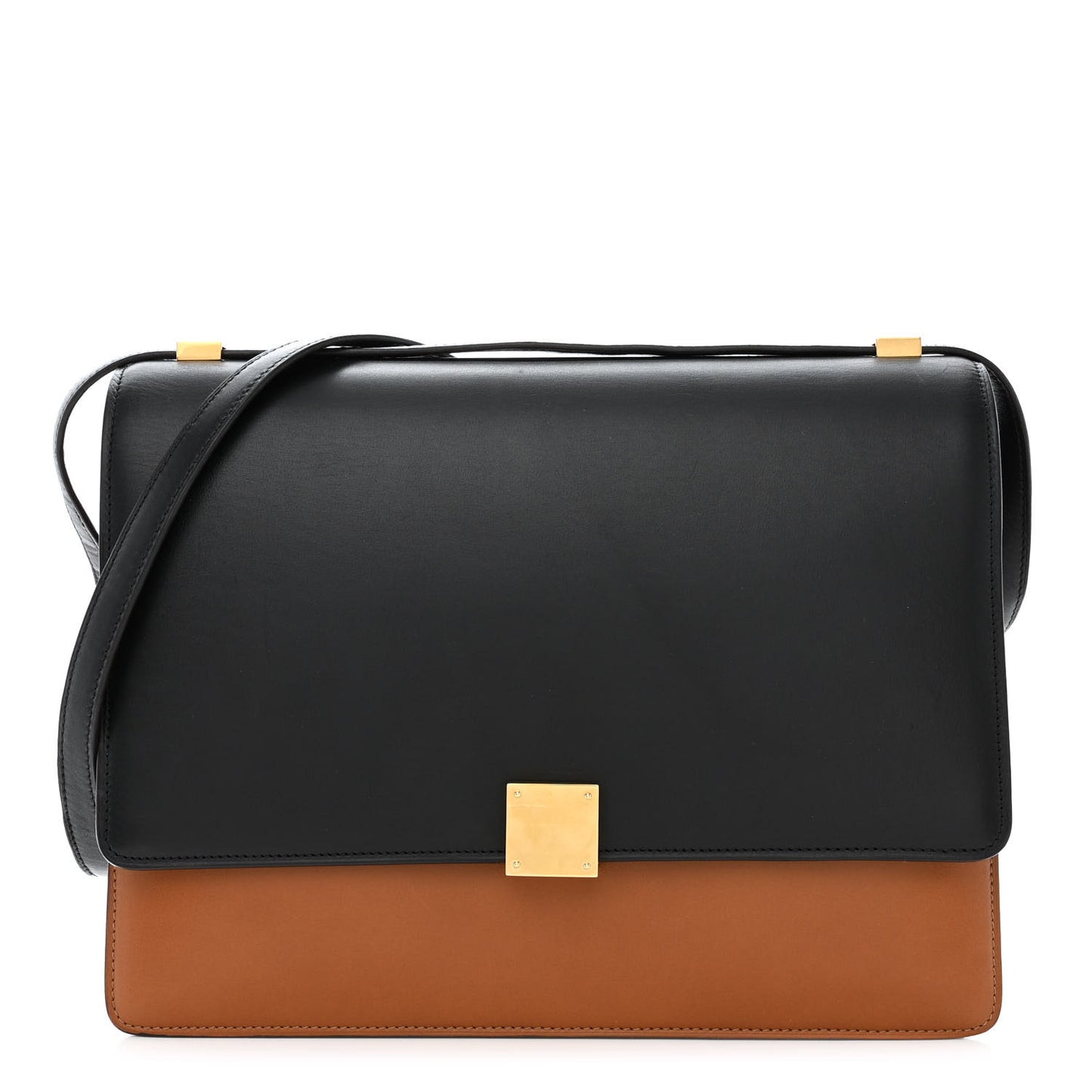 Smooth Calfskin Bi-Color Large Case Camel