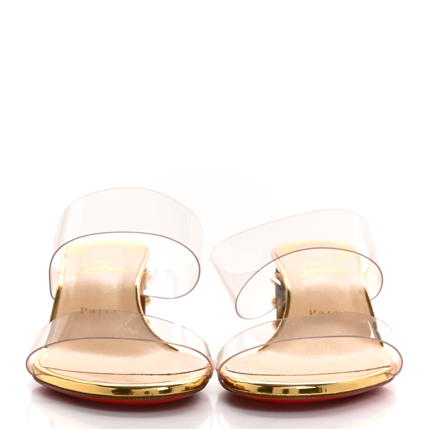 Christian Louboutin PVC Vasa Opticat 55 Slide Sandals 40.5 Gold 3 of 11