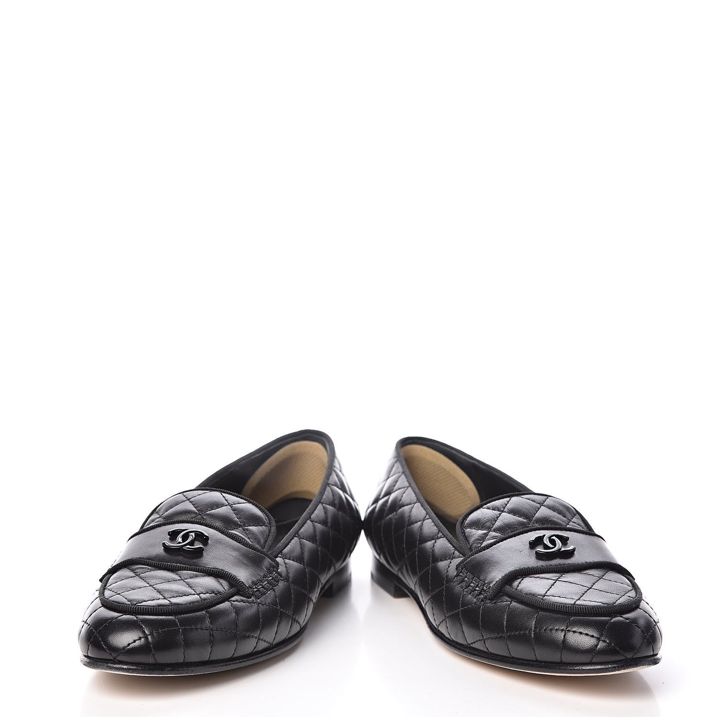 Lambskin Quilted CC Loafers 37.5 Black