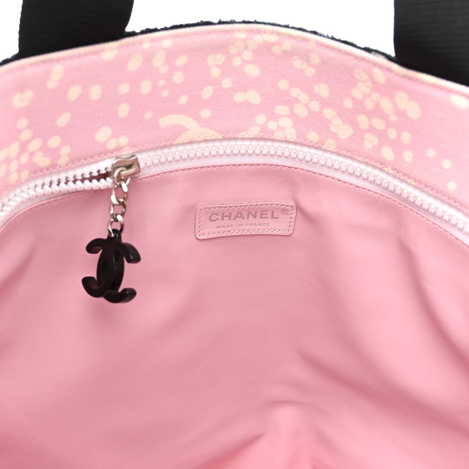 Chanel Terry Cotton Canvas Printed Large CC Tote Pale Pink 6 of 11