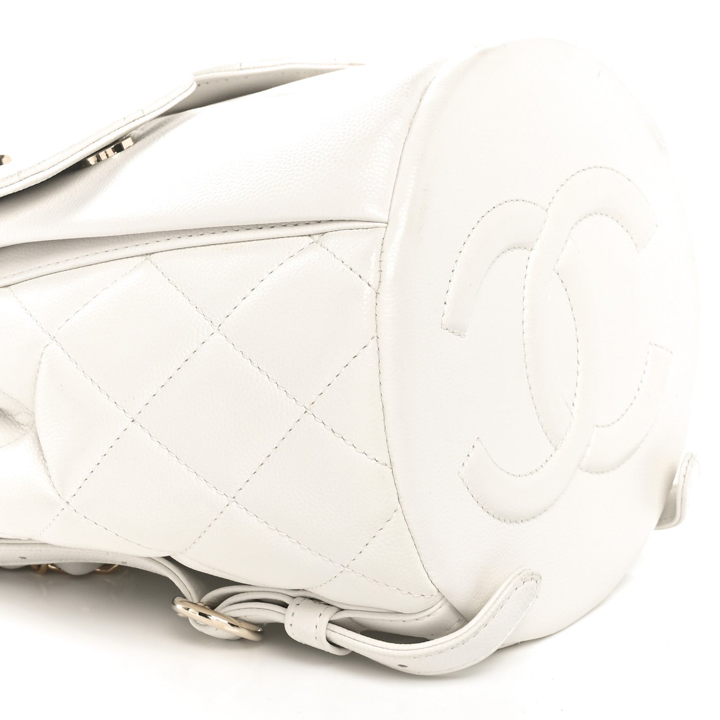 Caviar Quilted Pockets Backpack White