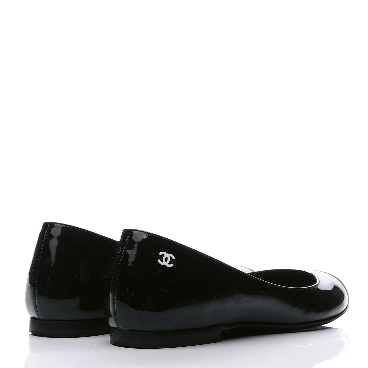 Patent Cap Toe Ballerina Flats 36.5 Black White