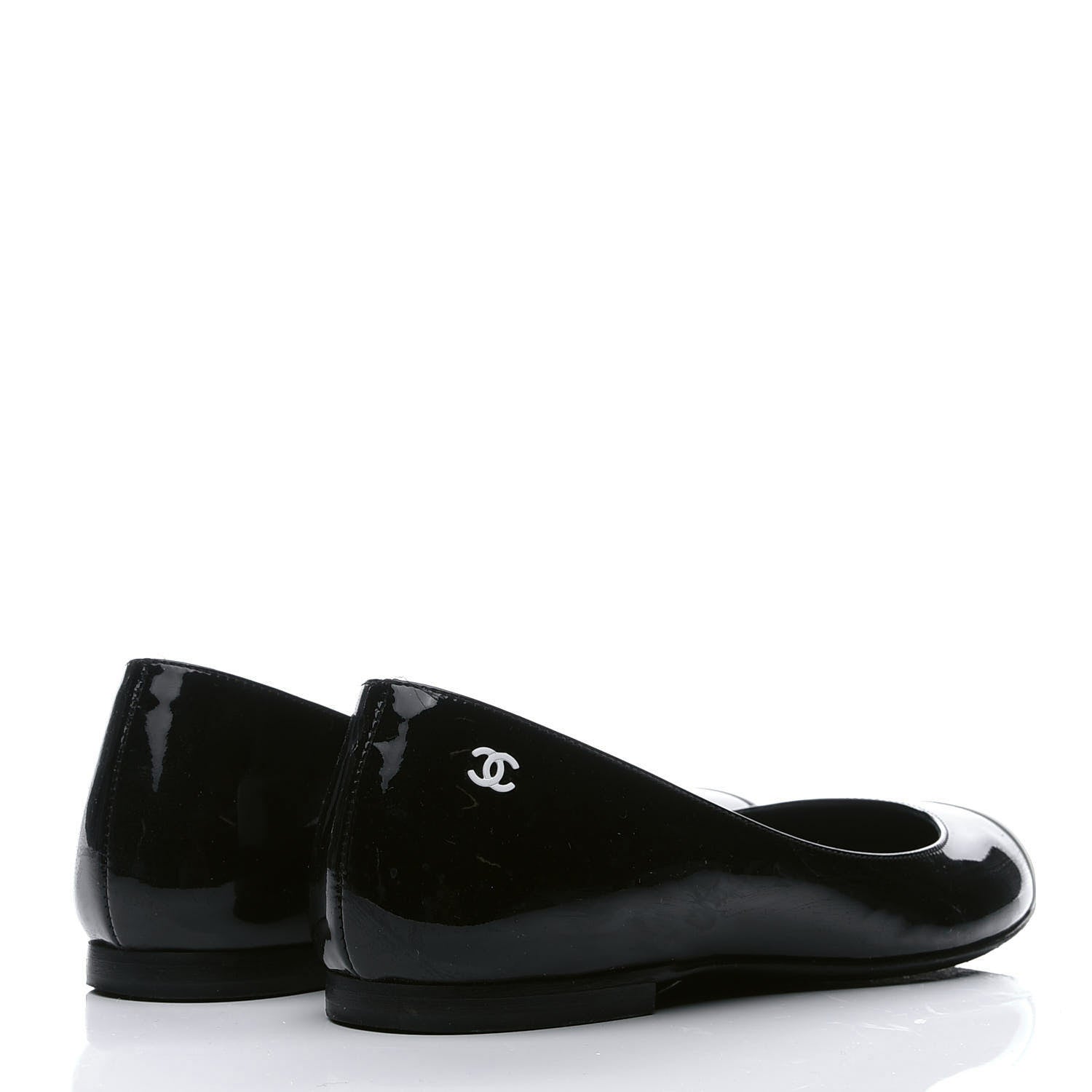 Chanel Patent Cap Toe Ballerina Flats 36.5 Black White 3 of 10