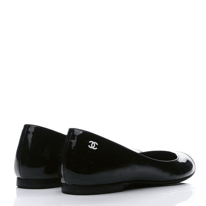 Chanel Patent Cap Toe Ballerina Flats 36.5 Black White 3 of 10