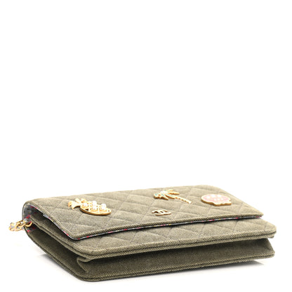 Chanel Canvas Quilted Coco Cuba Charms Wallet On Chain WOC Khaki 4 of 11