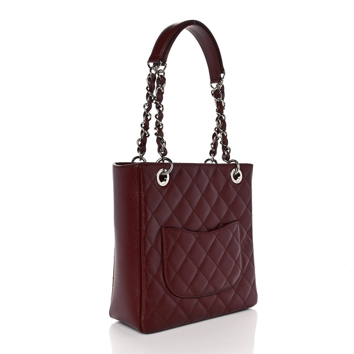 Caviar Quilted Petit Shopping Tote PST Burgundy