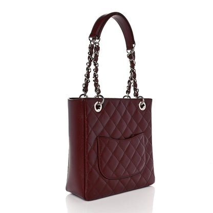 Chanel Caviar Quilted Petit Shopping Tote PST Burgundy 2 of 9