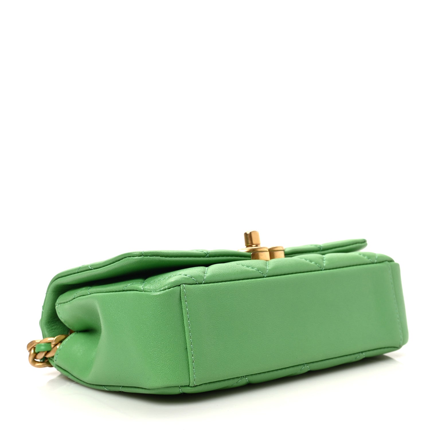 Chanel Shiny Lambskin Small Chain Is More Flap Green 4 of 9