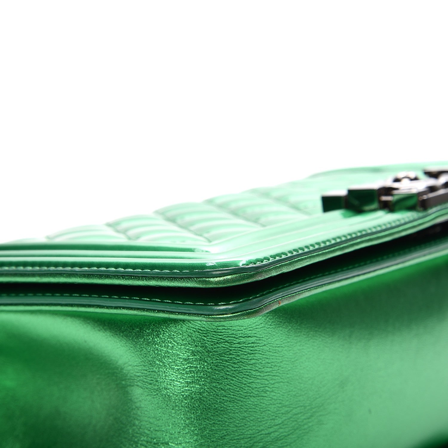 Chanel Patent Calfskin Quilted Medium Boy Flap Green 9 of 13