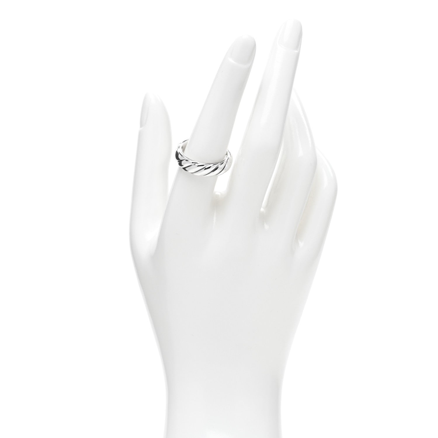 David Yurman Sterling Silver 6mm Sculpted Cable Band Ring 57 8 2 of 4