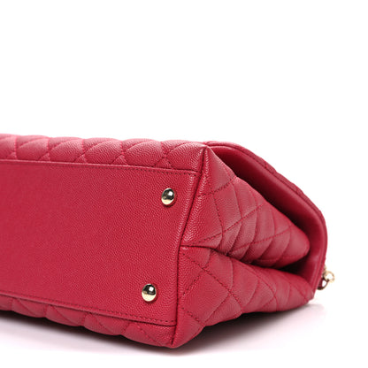 Chanel Caviar Quilted Small Coco Handle Flap Dark Pink 10 of 10
