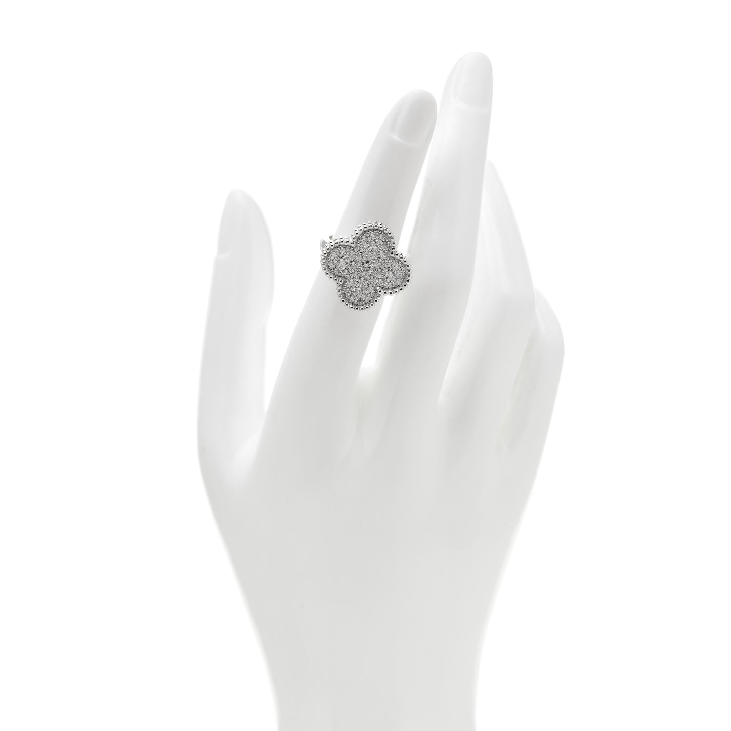 18K White Gold Diamond Magic Alhambra Ring 49 4.75