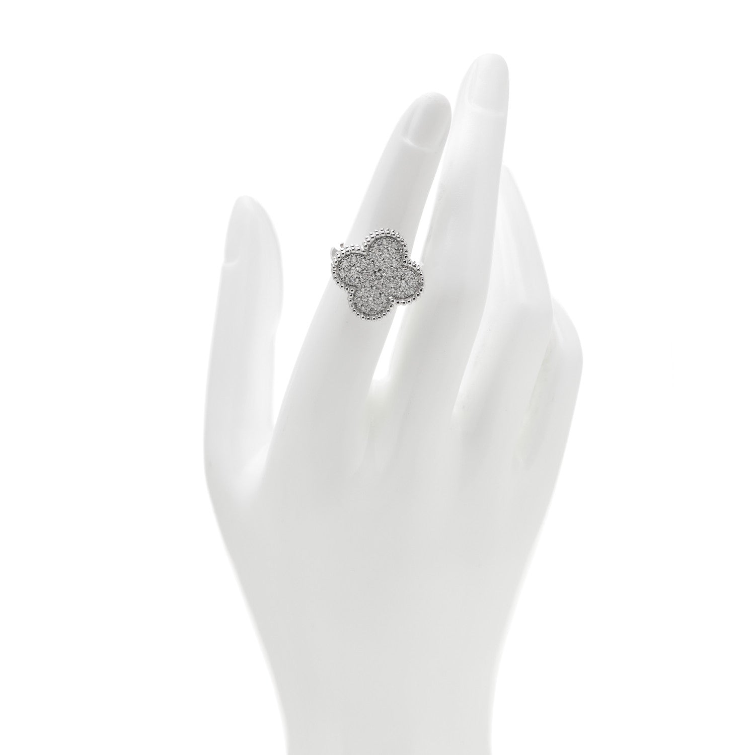 Van Cleef & Arpels 18K White Gold Diamond Magic Alhambra Ring 49 4.75 2 of 5