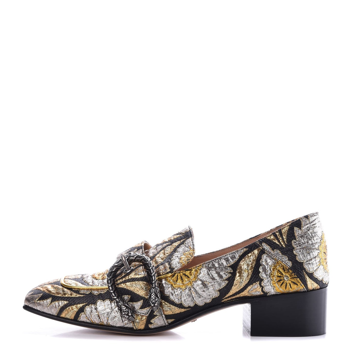 Brocade Floral Jacquard Dionysus Loafers 40 Black