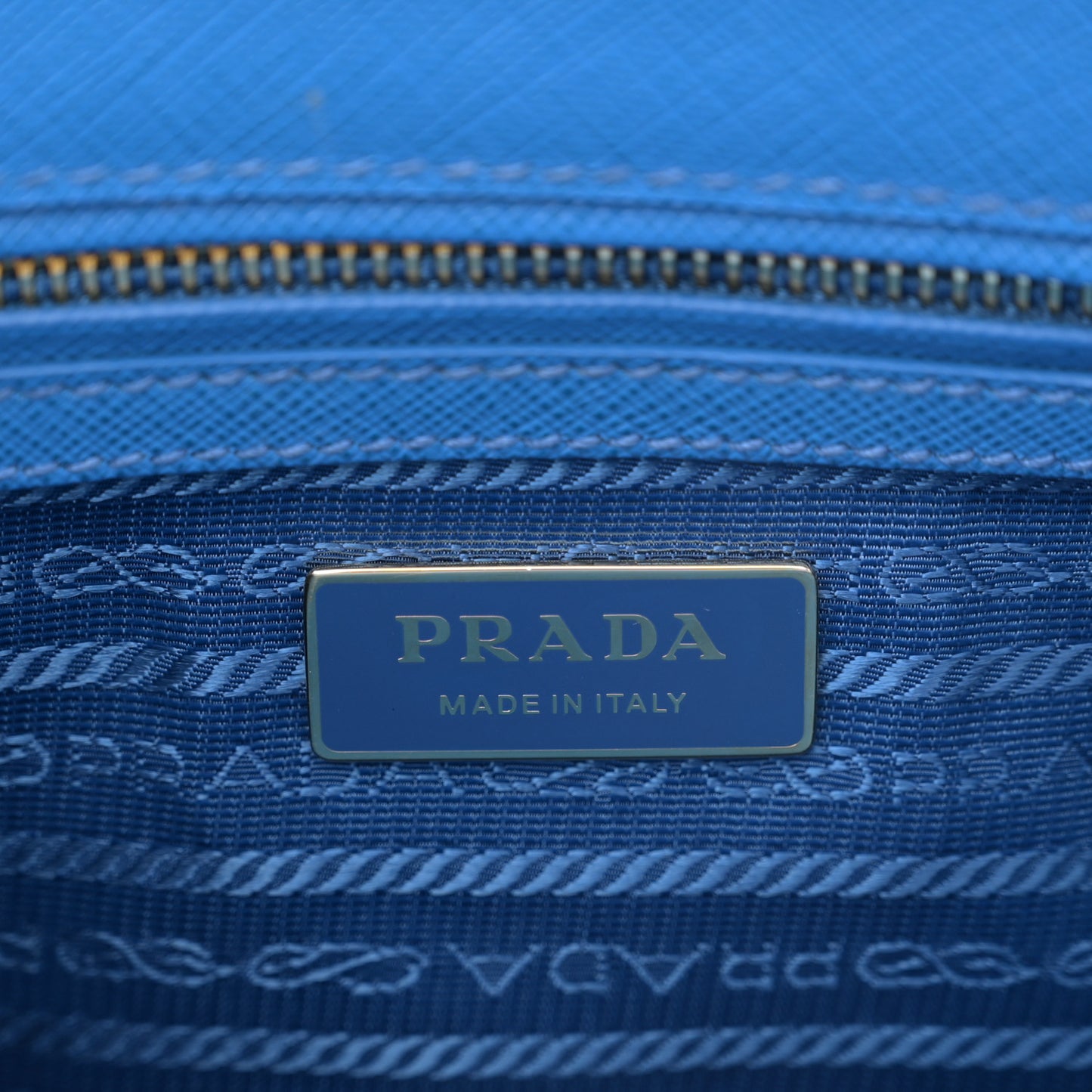Saffiano Lux Mini Galleria Double Zip Tote Azzurro