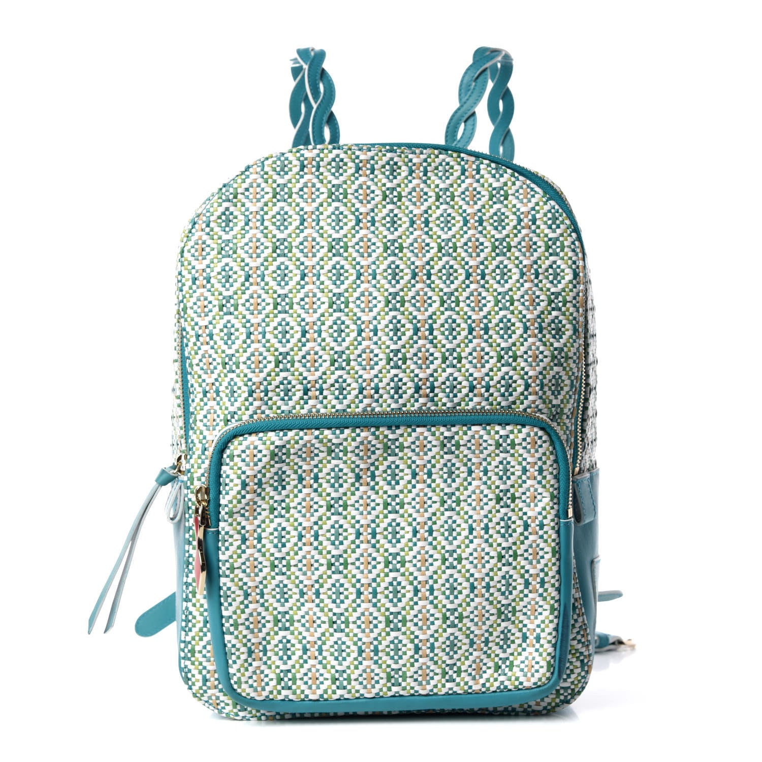 Christian Louboutin Calfskin Woven Valou Backpack Blue 1 of 12