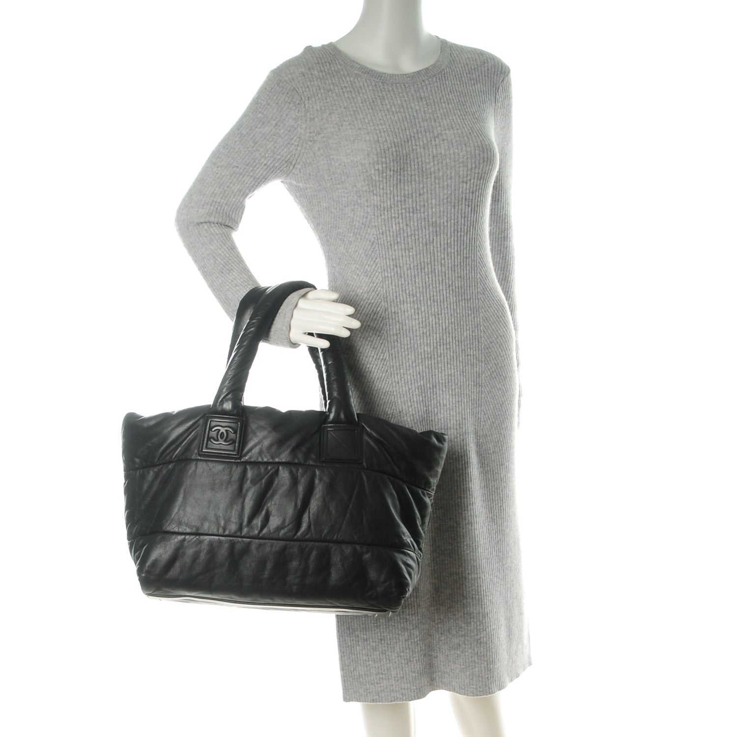 Chanel Lambskin Quilted Medium Coco Cocoon Reversible Tote Black 2 of 8