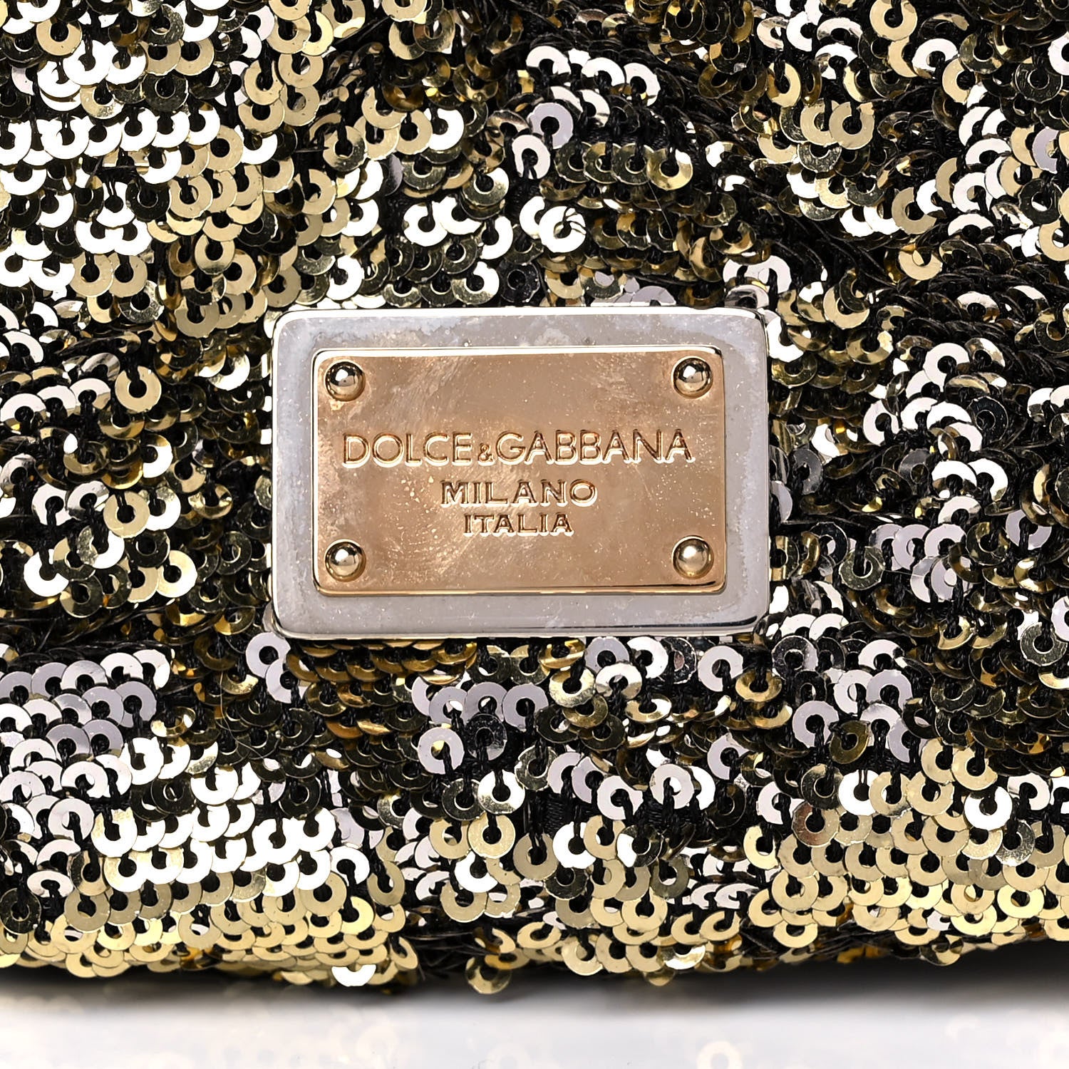Dolce & Gabbana Sequin Embellished Drawstring Tote Gold 6 of 11