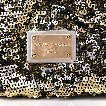Dolce & Gabbana Sequin Embellished Drawstring Tote Gold 6 of 11