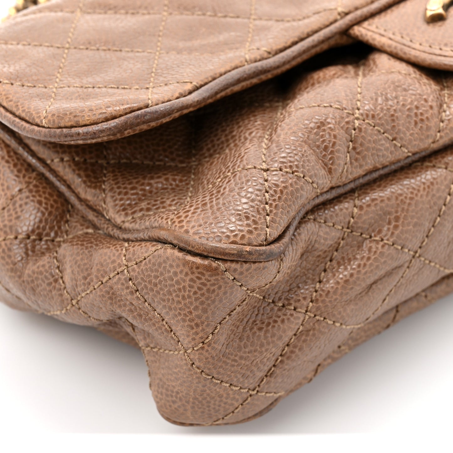 Caviar Quilted Medium Easy Flap Brown