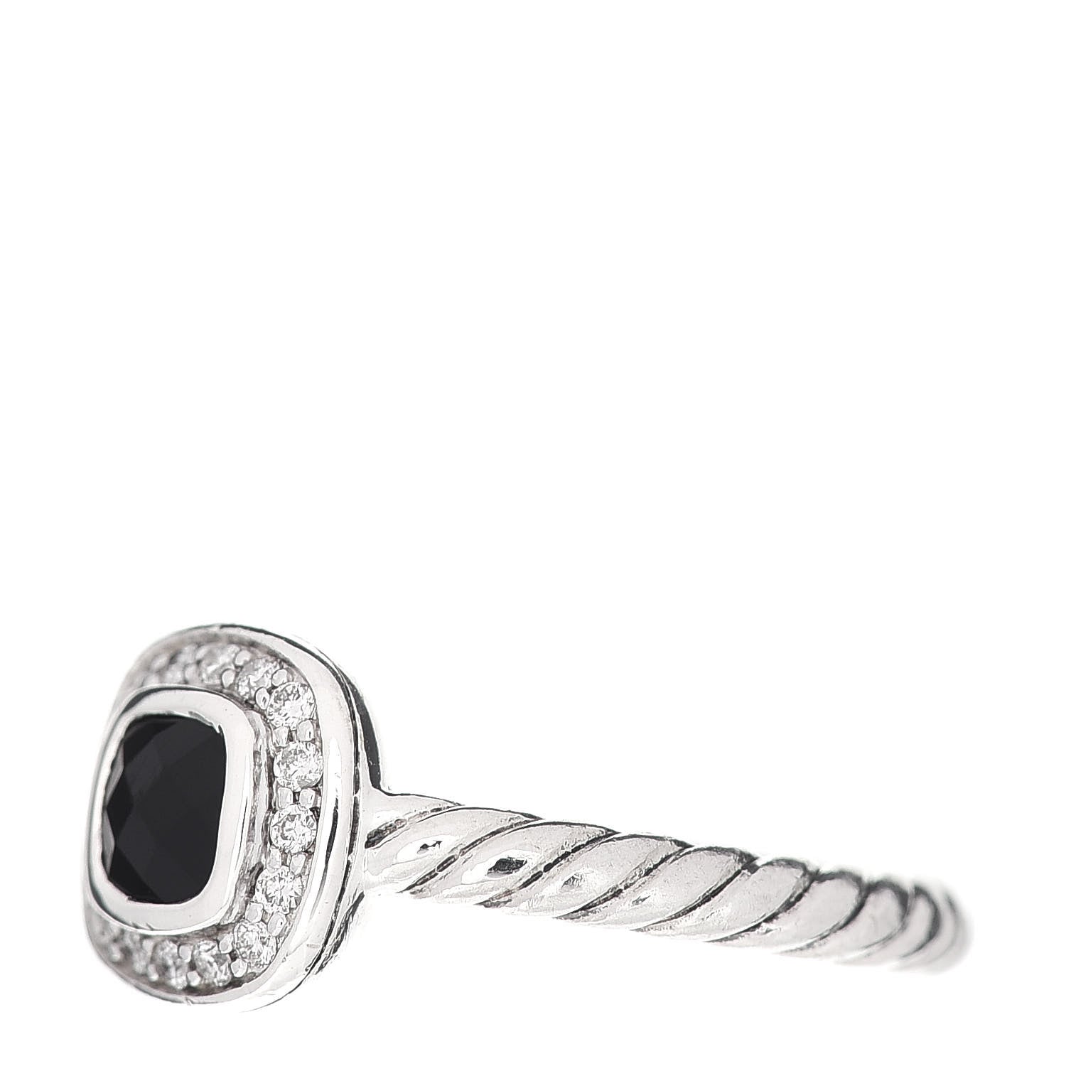 David Yurman Sterling Silver Diamond Black Onyx 4mm Albion Kids Ring 41 2 3 of 5