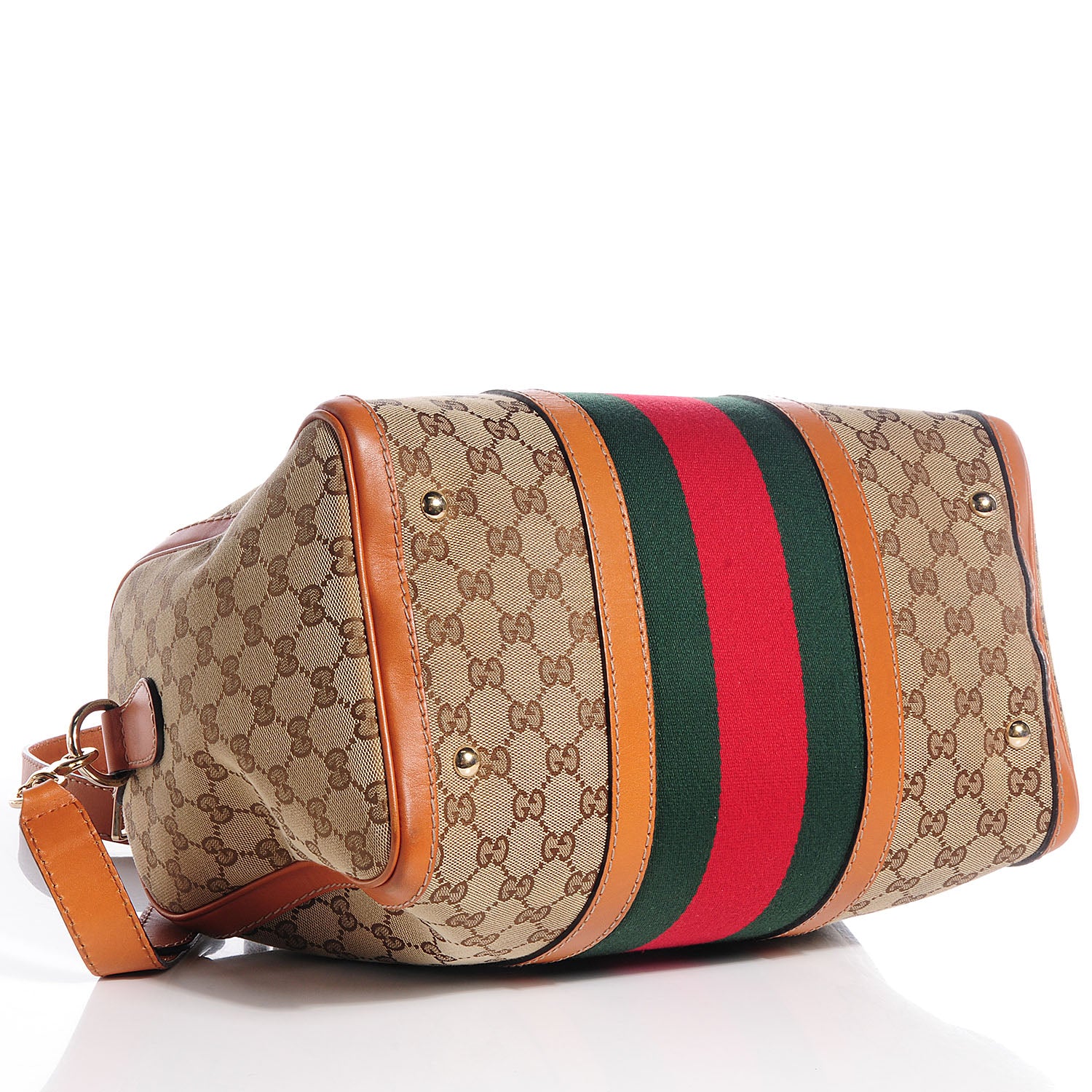 Gucci Monogram Vintage Web Medium Boston Tan 4 of 7